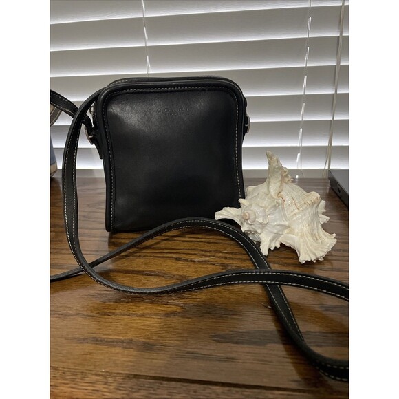Y2K Vtg Coach Bellini Mini Black Leather Crossbody Camera Purse Bag - Picture 1 of 11